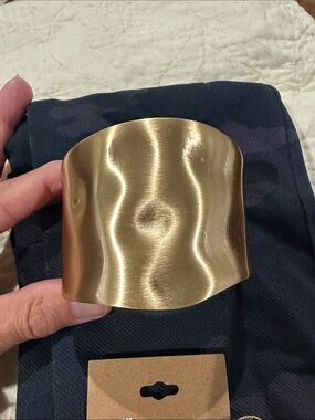 Wide Gold Wavy Metal Cuff Bracelet